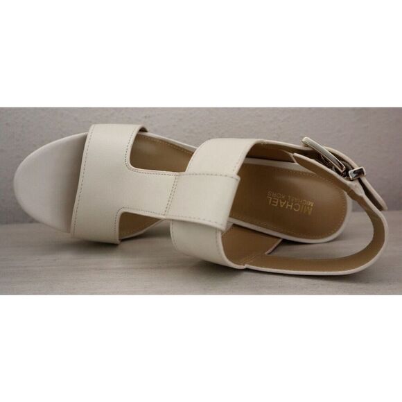 Michael Michael Kors Women Sz 8M Light Cream Becker T-Strap Block Heels SIB - Picture 9 of 11